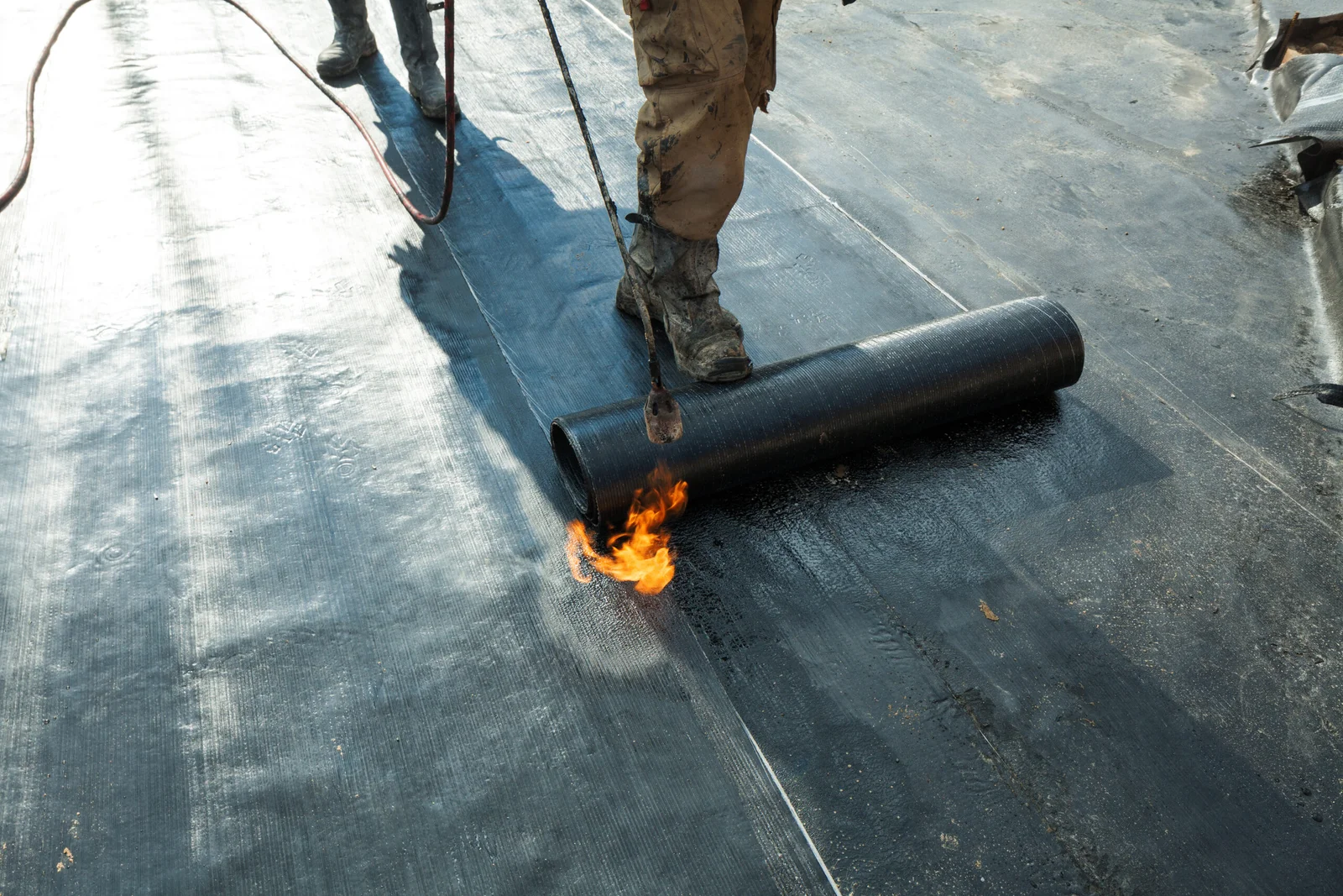 Torch-down roofing installation