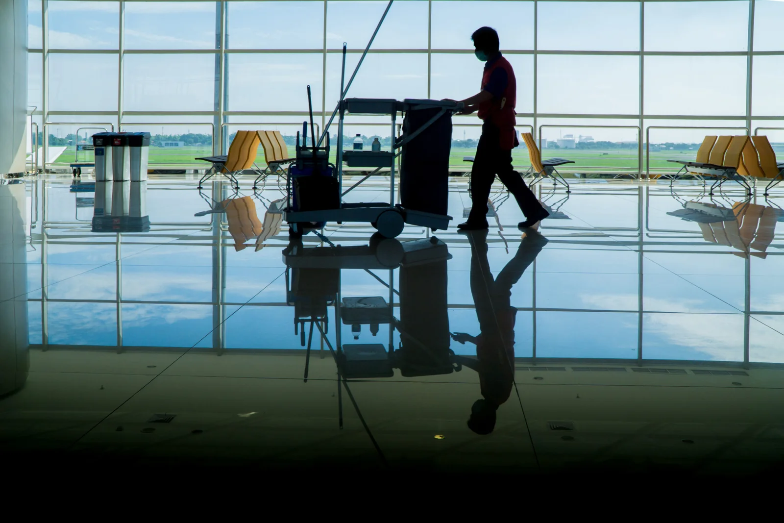 Janitorial staff servicing a commercial facility
