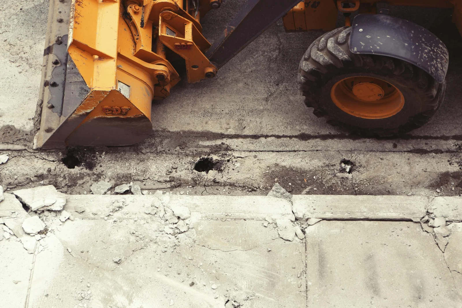 Heavy equipment during exterior site renovation